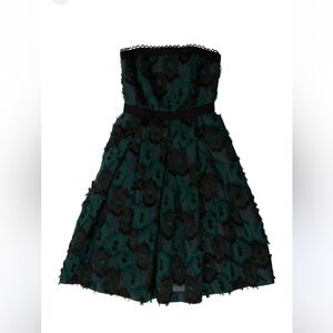 SALONI Strapless Black and Teal Dress